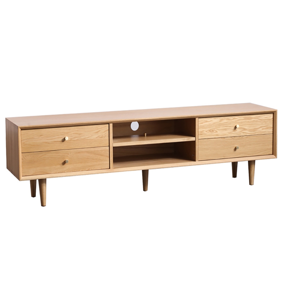 78" Nordic Natural TV Stand Retroflected Door Media Console with 4 Drawers in Large