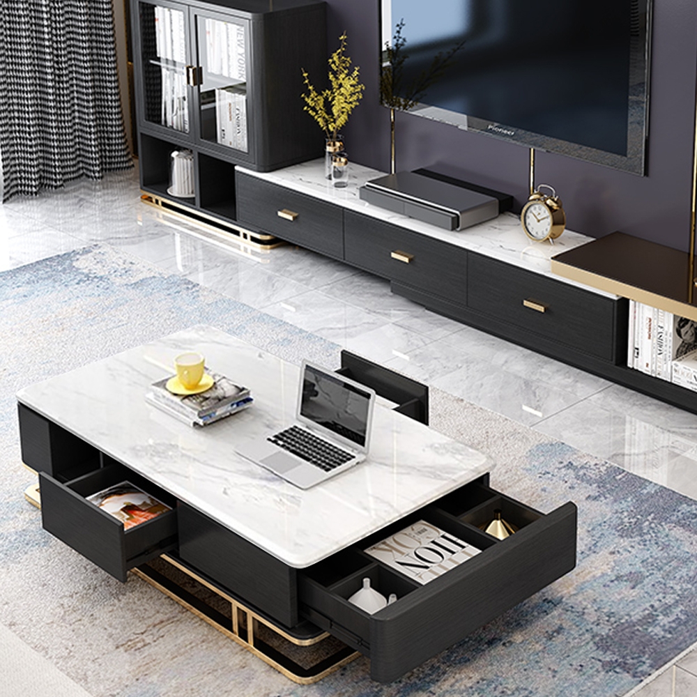 

Modern Marble Top Coffee Table with Storage