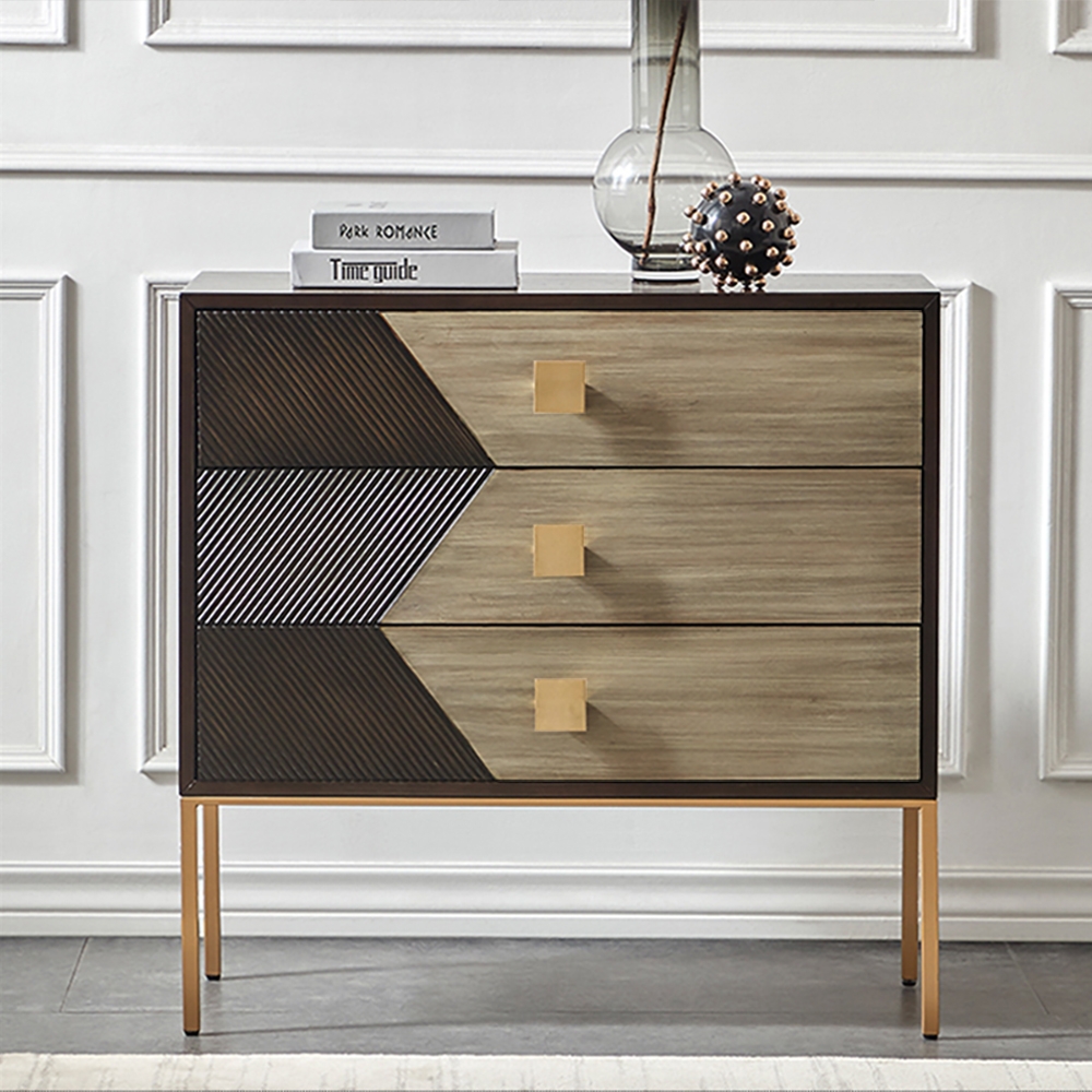 

Postmodern Black&Gray Cabinet 3-Drawer Light Luxury Accent Chest