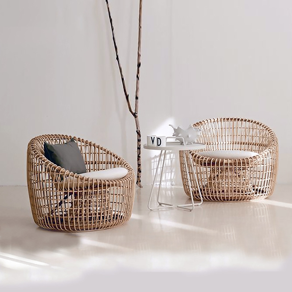 

Austen Rattan Outdoor Barrel Chair with Cushion Wood Color Nest Shape