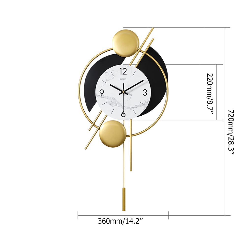 Modern Distinctive Metal Wall Clock with Gold Pendulum
