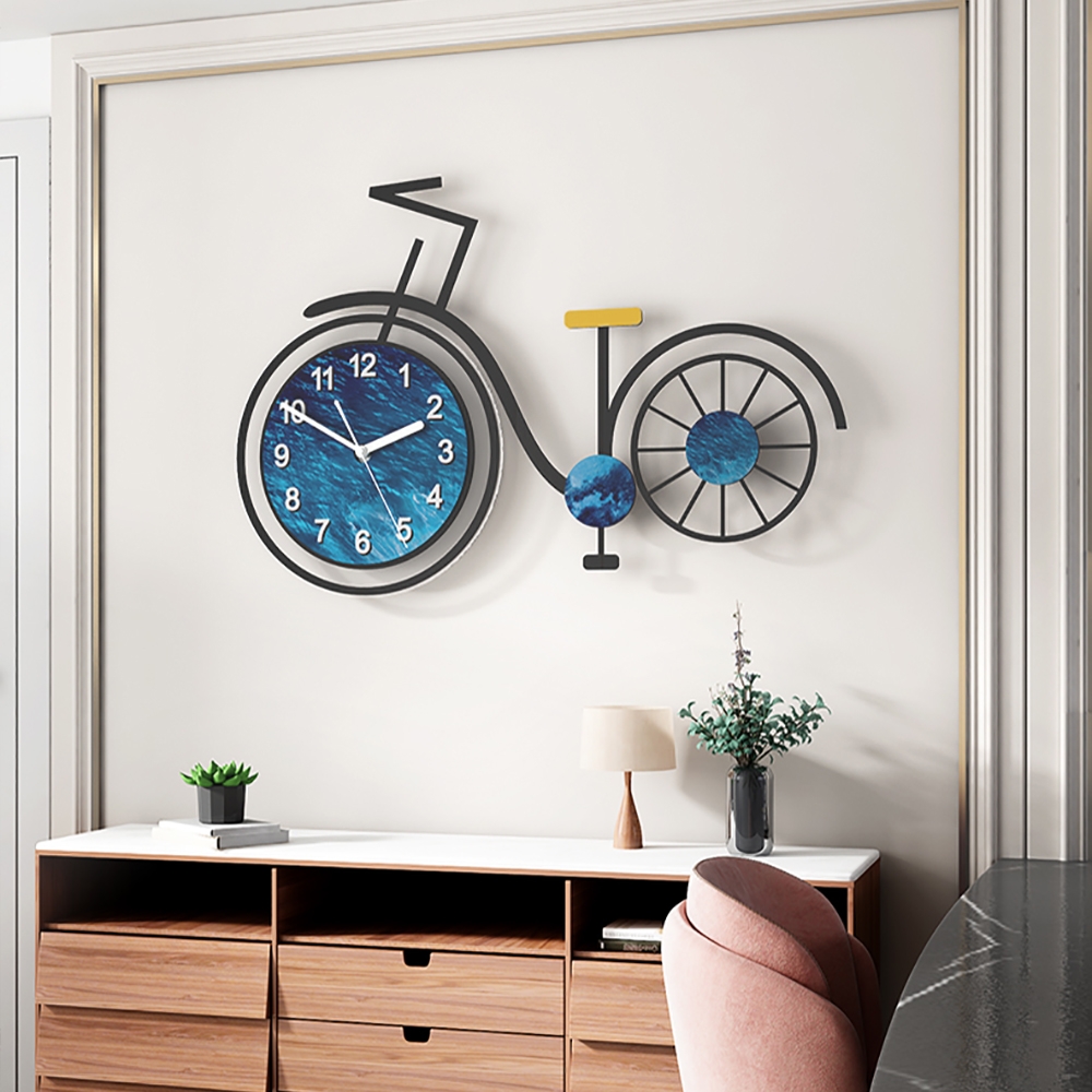 Acrylic 3D Mute Creative Bicycle Wall Clock Home Decor