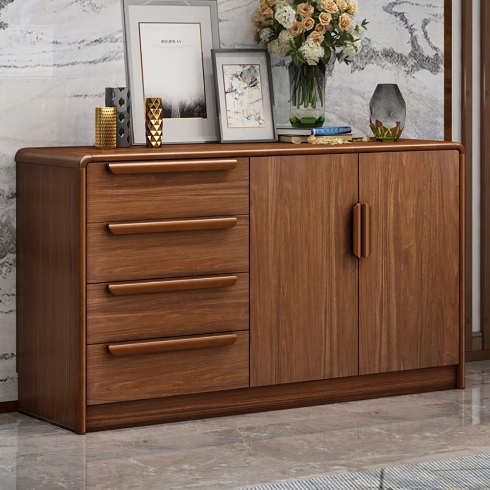 

Walnut Sideboard New Chinese Style Buffet with Adjustable Shelves in Large