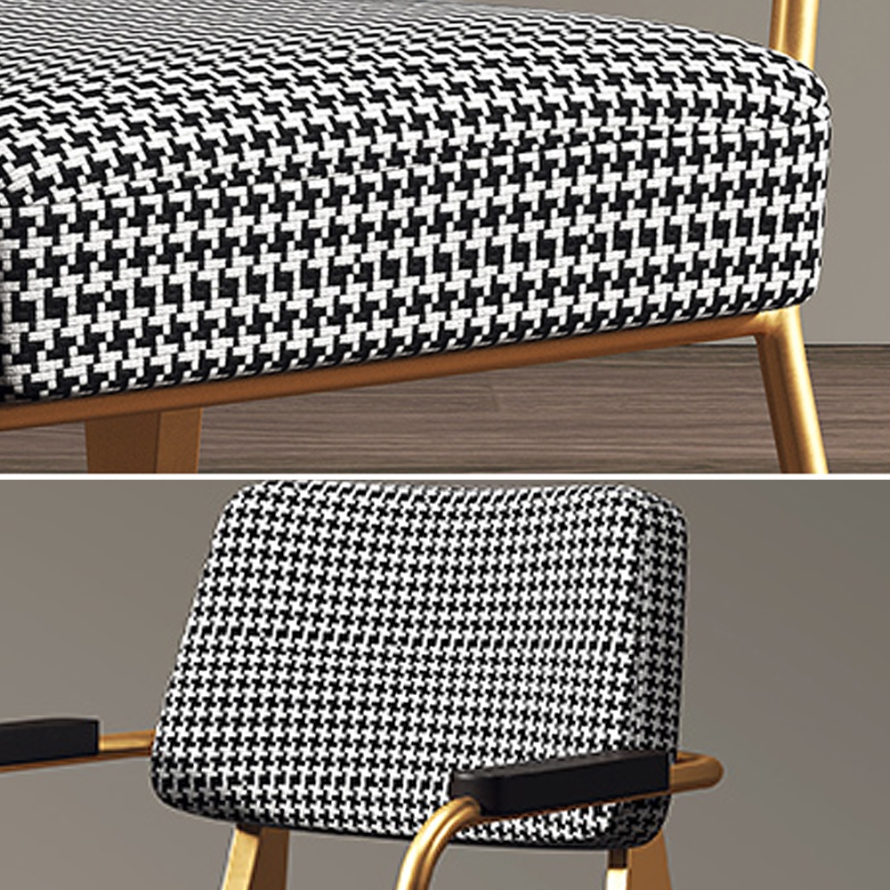 Style B Dining Chair Houndstooth Linen Upholstered Metal Dining Chair In Gold Homary 4520