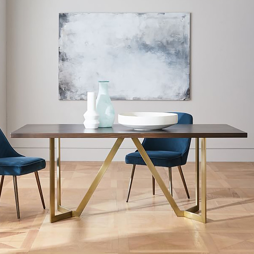 

63.0" Modern Dining Table with Wood Top & Metal Frame in Coffee Color