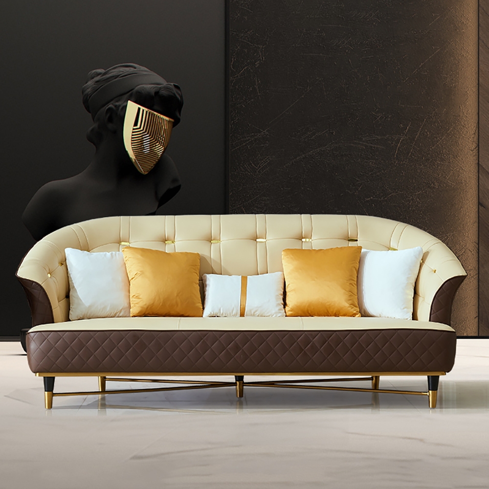 86.6" Modern Upholstered Sofa 3-seater Sofa Luxury Sofa Microfiber Leather Sofa