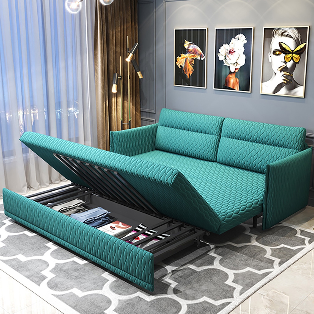 78.7" Full Sleeper Sofa Upholstered Velvet Convertible Sofa With Storage