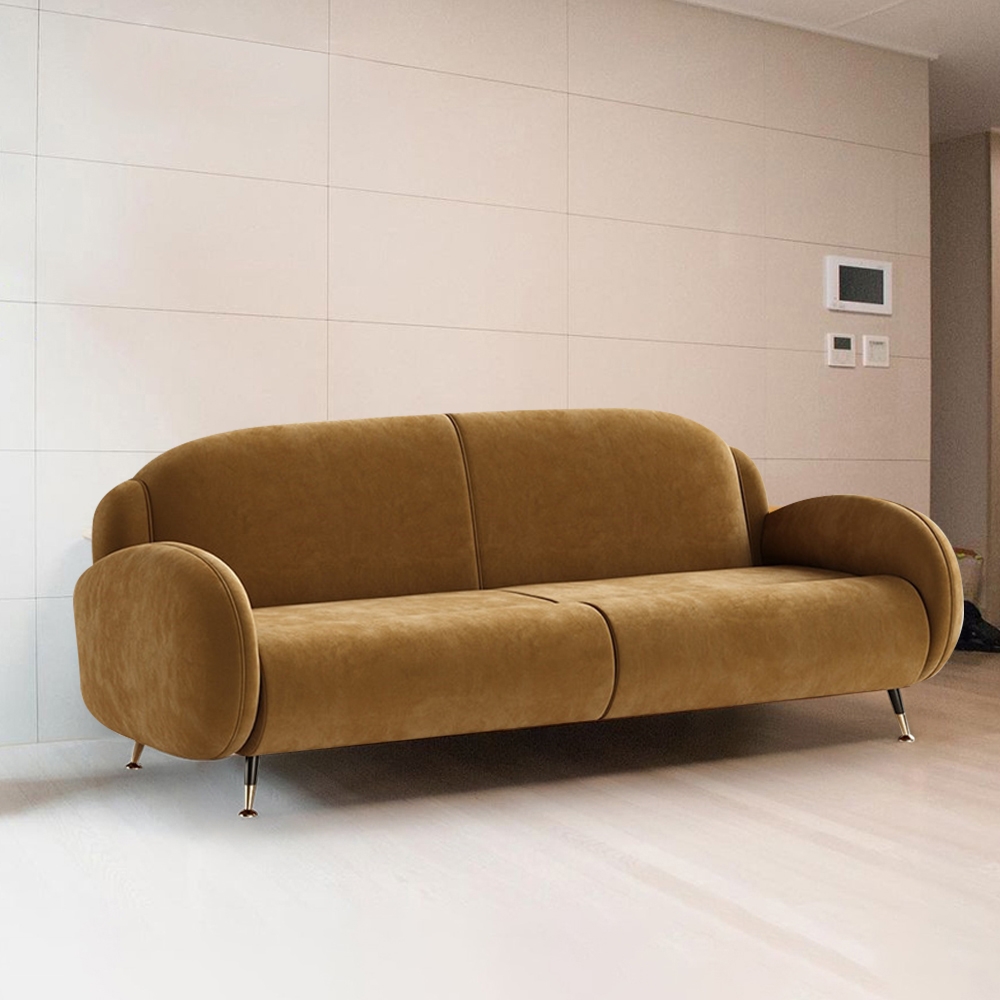 86.6" Velvet Upholstered Sofa 3-seater Retro Sofa