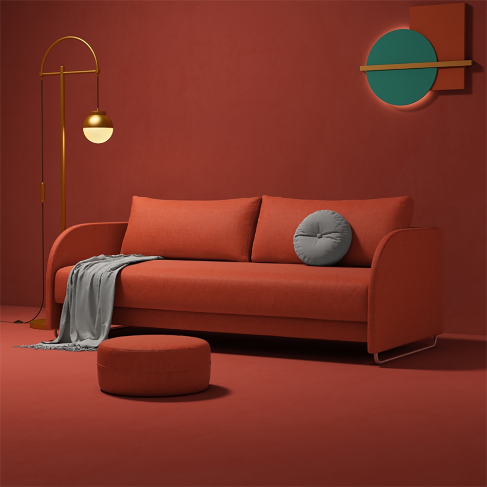79.9" Red Convertible Sofa Full Sleeper Sofa Cotton&linen Upholstered