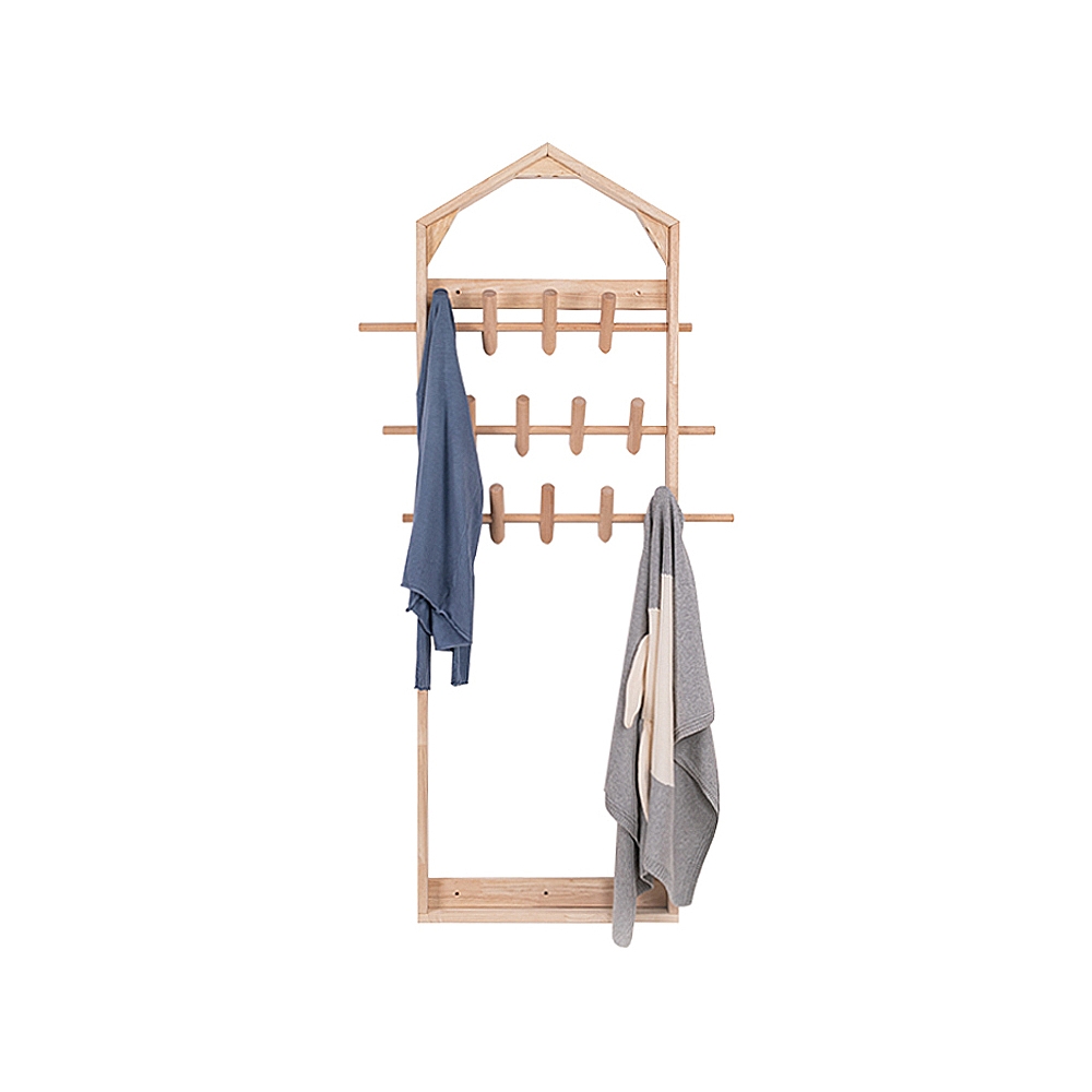 Wooden Coat Rack Wall Mounted Rack With Adjustable Hooks