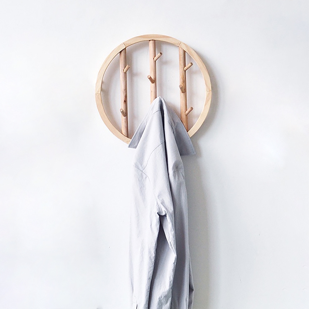 Rustic Round Branch Wall Mounted Coat Rack In Natural