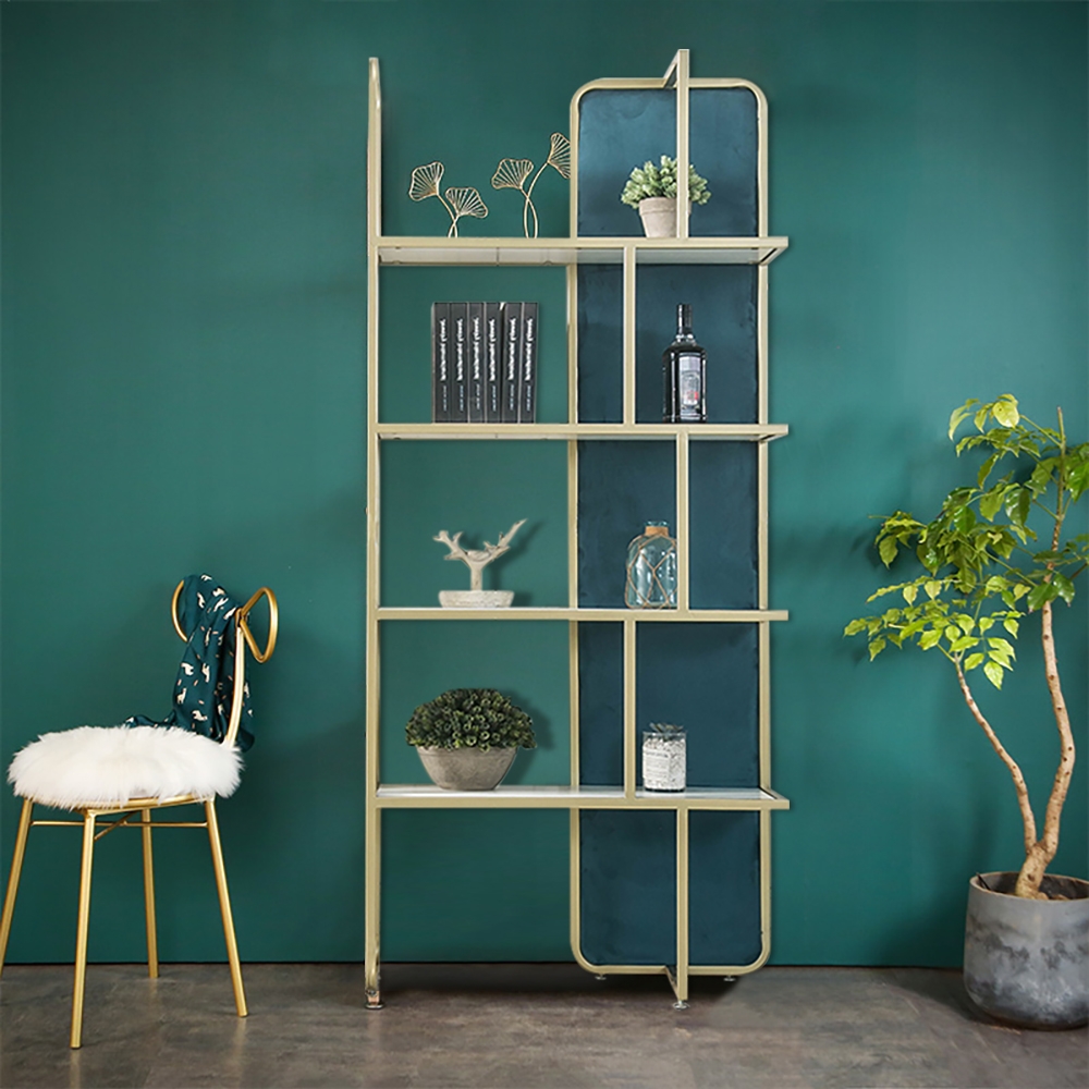 4Tiers Modern Etagere Bookcase Freestanding Shelves in GreenHomary
