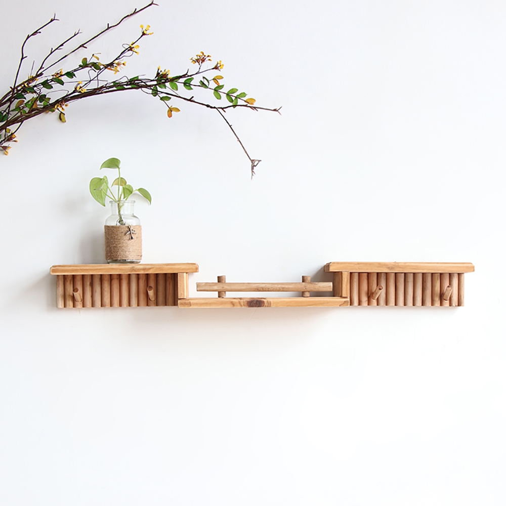 Multifunctional Wall-mounted Wooden Coat Rack With Shelves