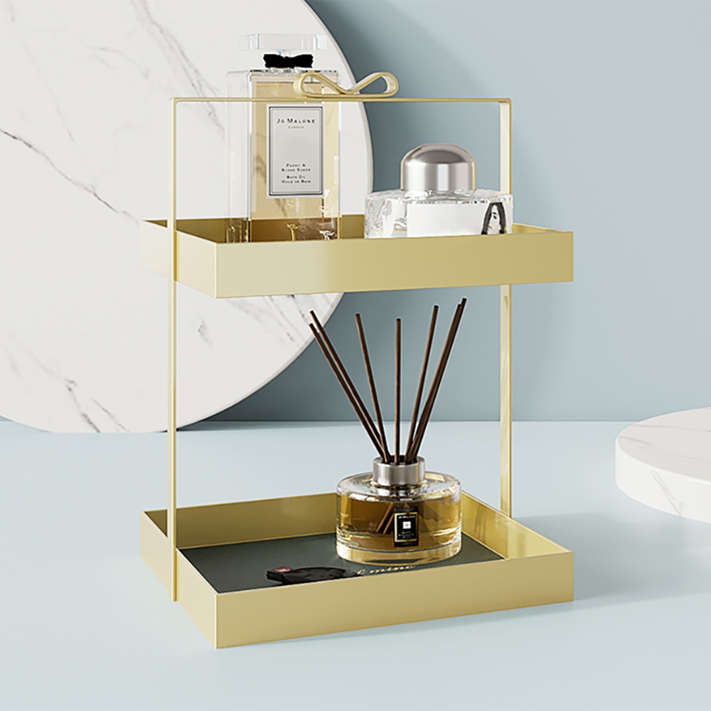 Modern Metal Desk Organizor Cosmetic Storage With Handle