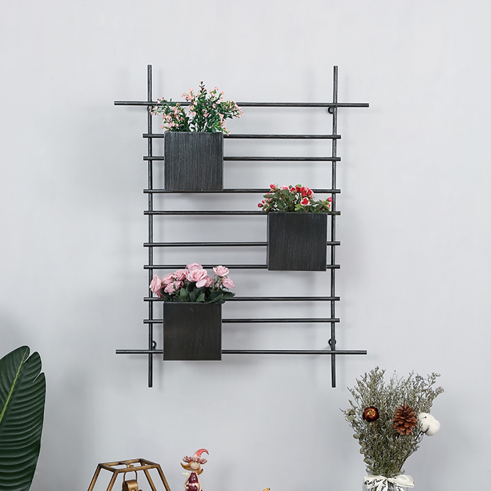 Industrial Wall Plant Stand Planter Rack With Adjustable Flower Pots