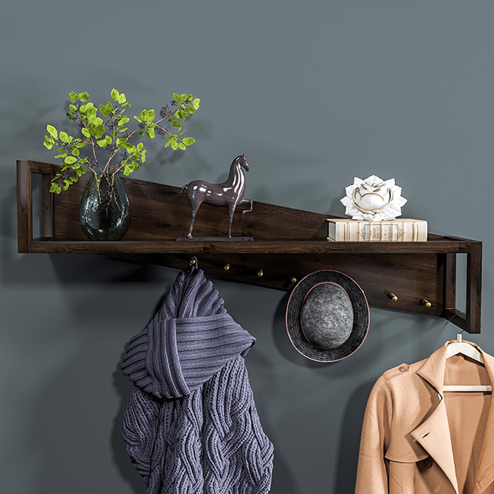 Classical Wall Mounted Coat Rack In Black Walnut