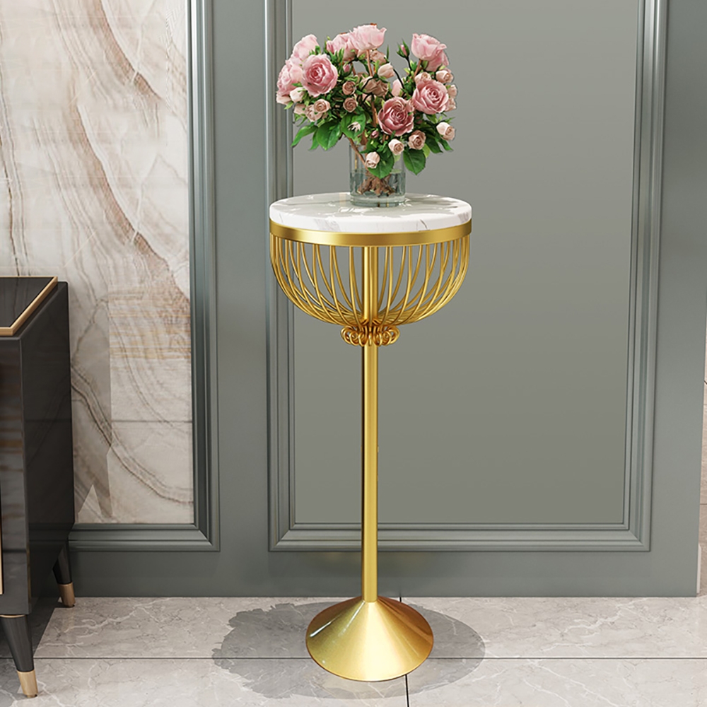 Mordern Decor Freestanding Marble Plant Stand In Gold
