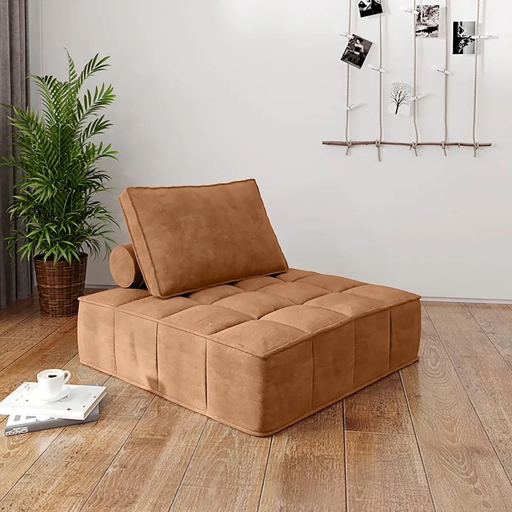 

Brown Modular Armless Lounge Chair Leath-Aire Upholstered