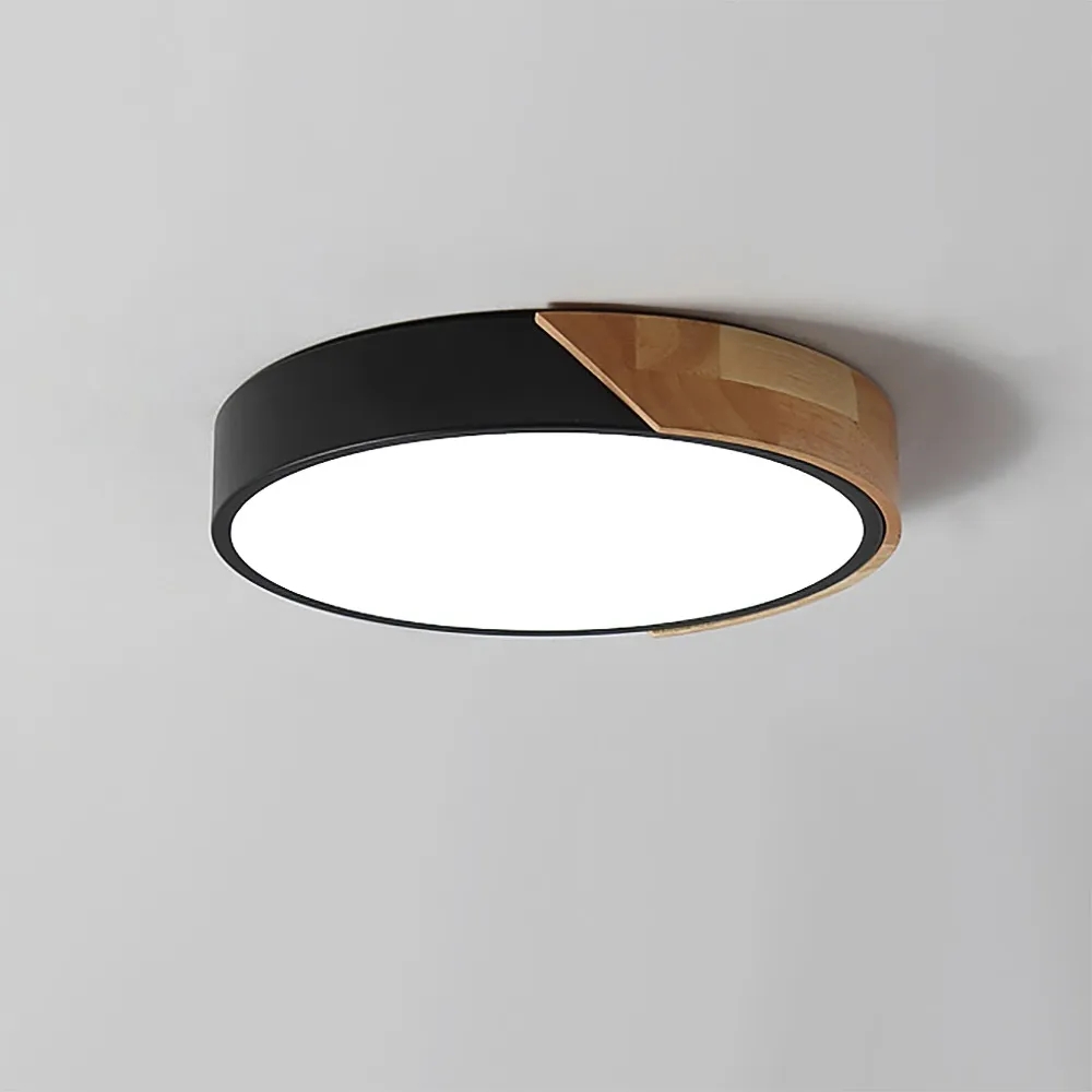 Modern Black Drum Flush Mount Ceiling Light Dimmable & Remote Control
