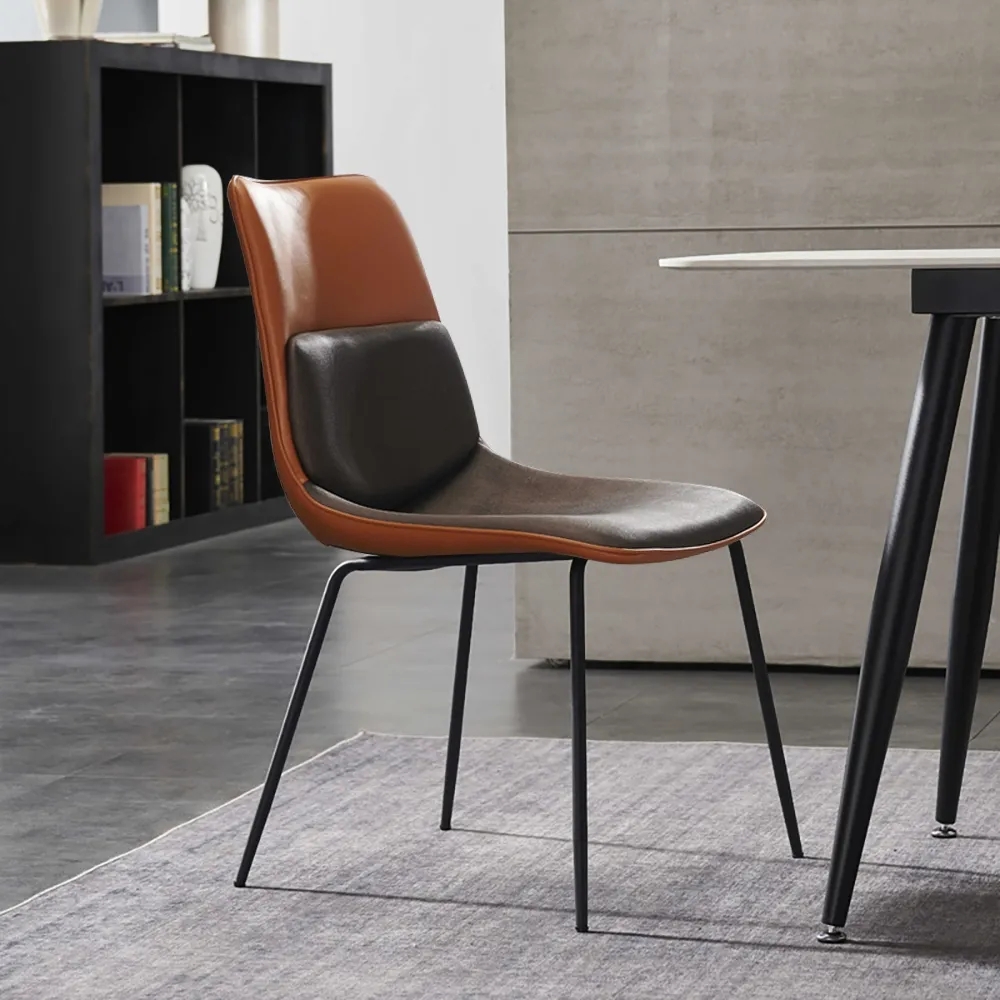 

Orange Modern PU Leather Upholstered Dining Chair in Carbon Steel Legs Set of 2