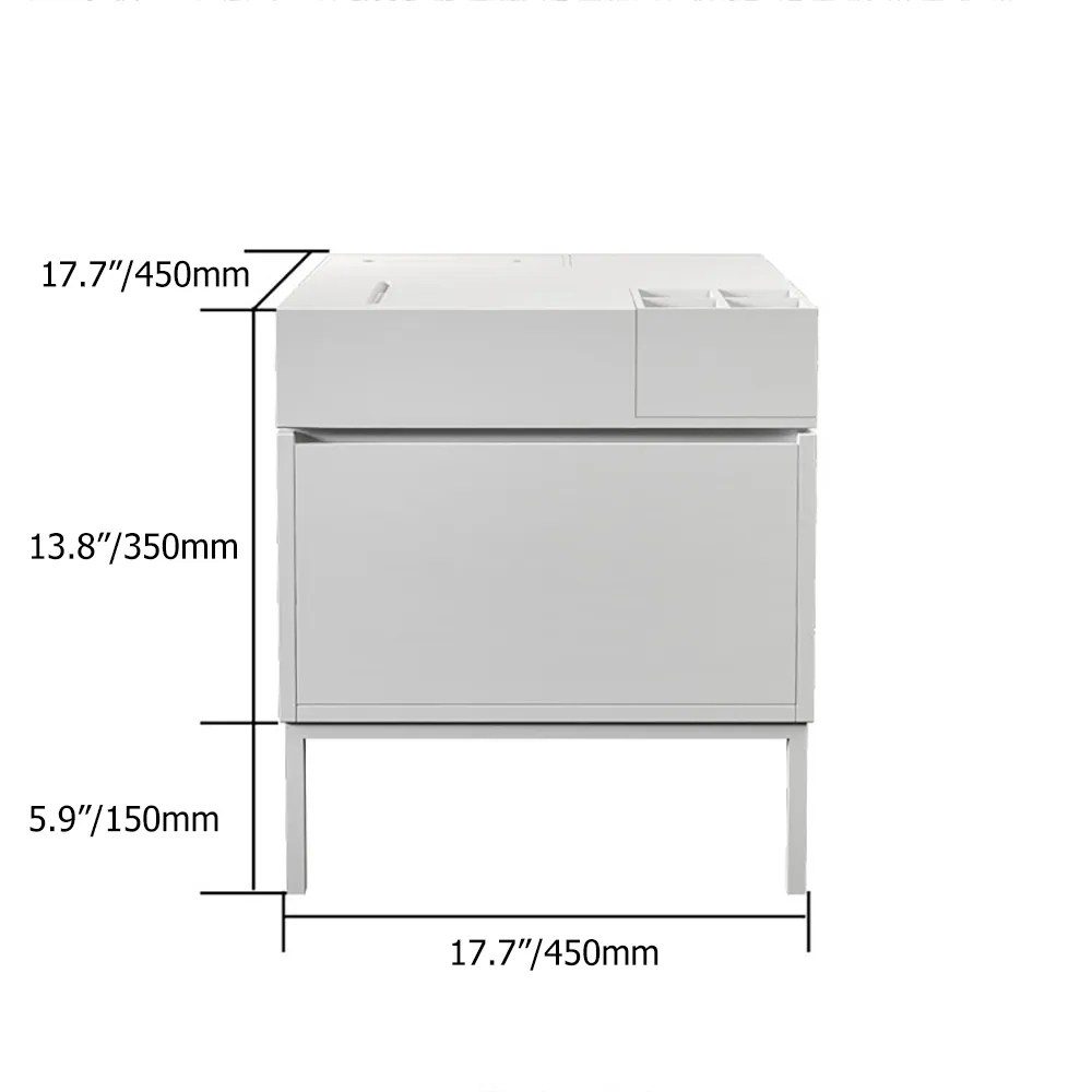 Modern White Nightstand with 1 Drawer Rotating Multifunction Bedside Table