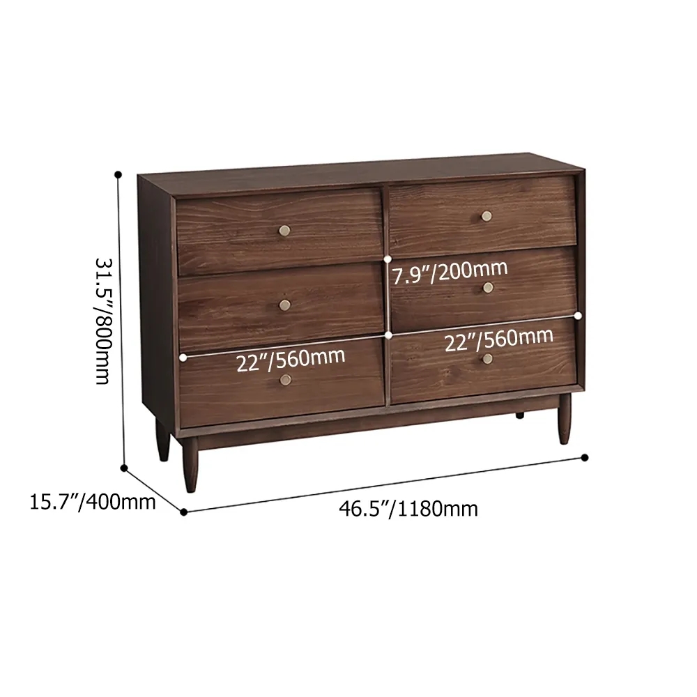 Nordic White Dresser Cant 6Drawer Gold PullsHomary