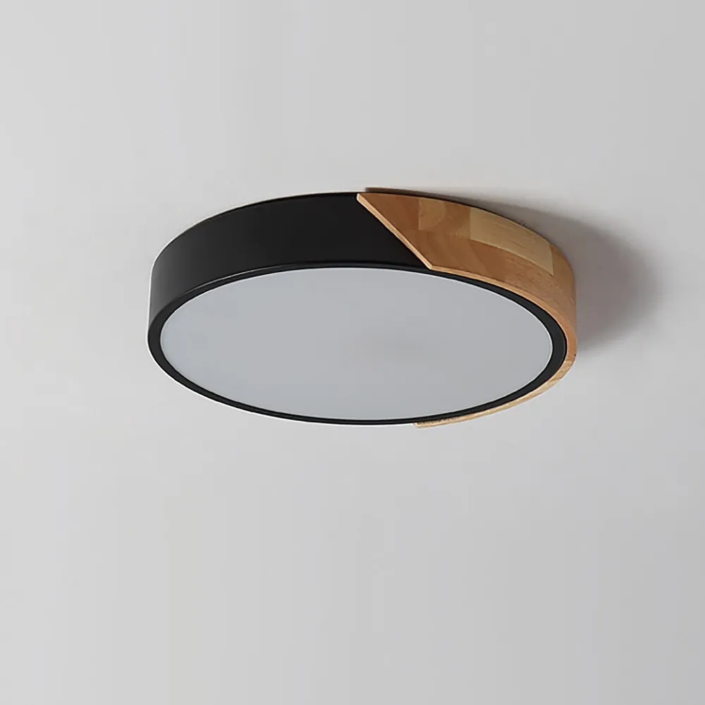 Modern Minimalist LED Drum Shaped Small Flush Mount Ceiling Light in Black Dimmable