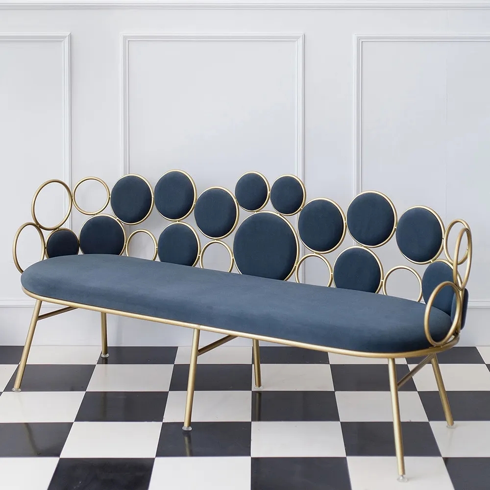 Gray 68.9" Retro Velvet Upholstered Sofa 3Seater Sofa Luxury Sofa Gold