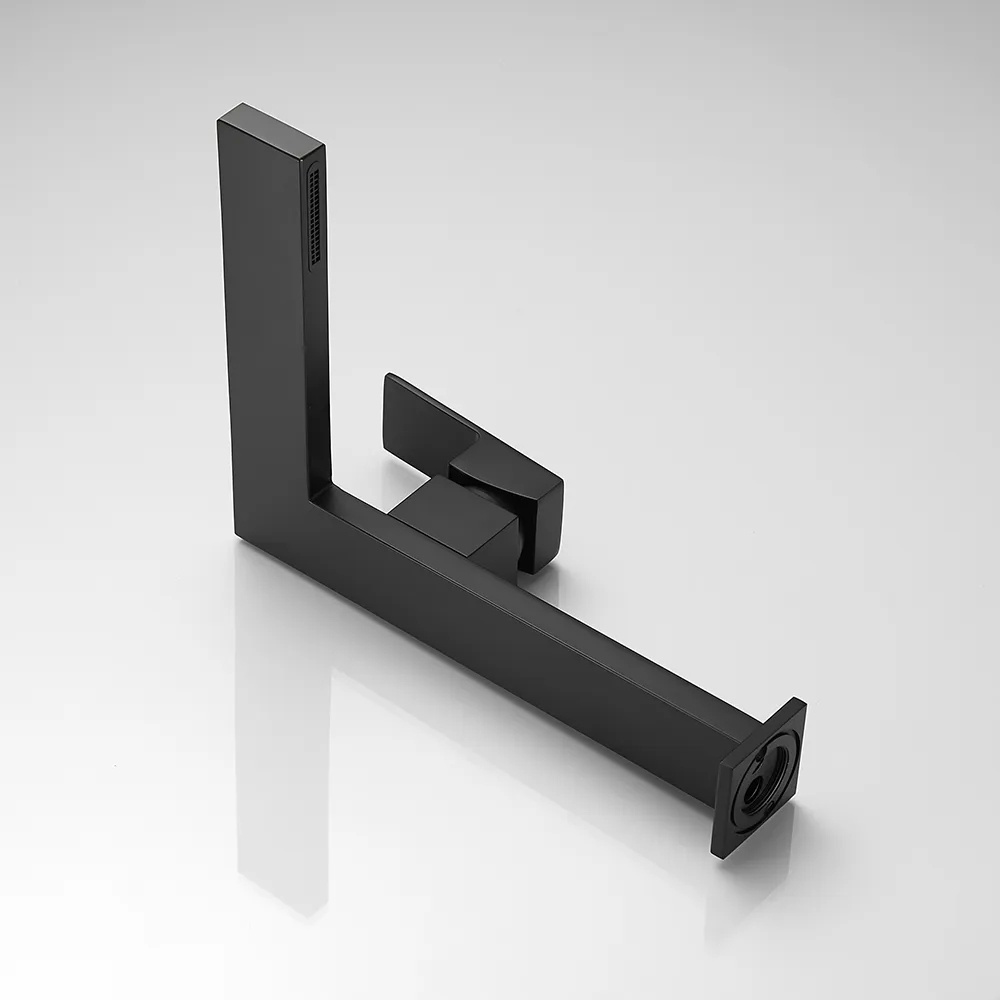 Matte Black Ultra-Thin Single Lever Handle Waterfall Bathroom Basin Tap Solid Brass Mono