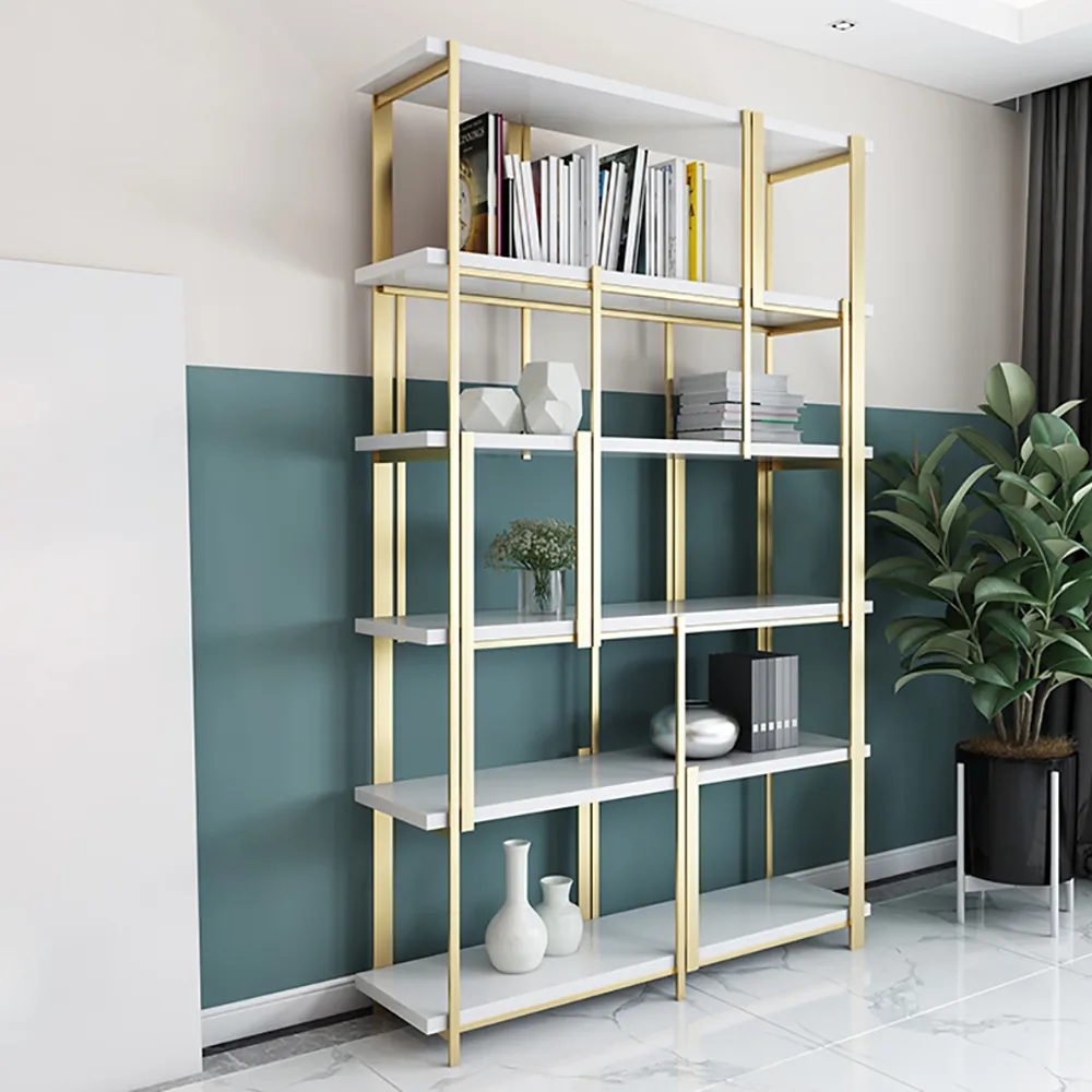 

Modern Standing Etagere Bookshelf in Metal & Wood, White