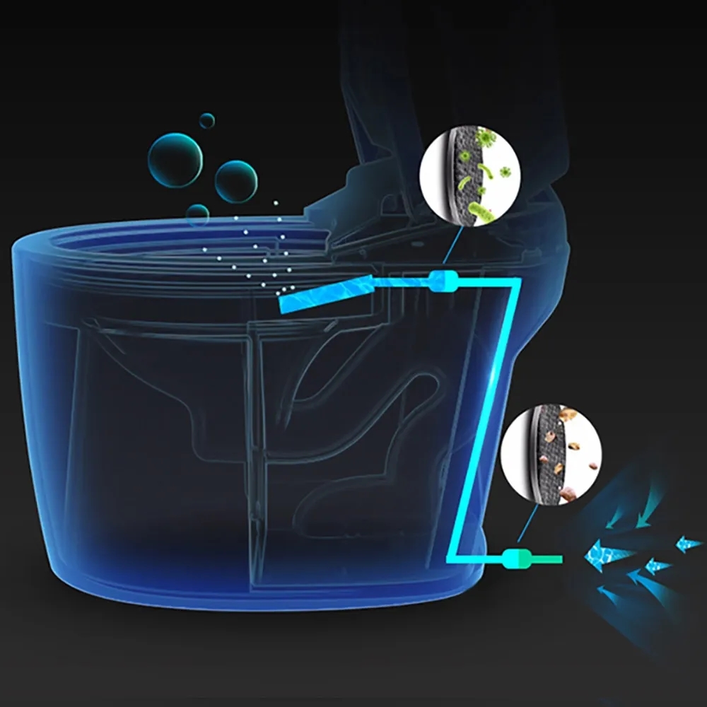 Smart OnePiece Floor Mounted Toilet and Bidet Foot Induction and