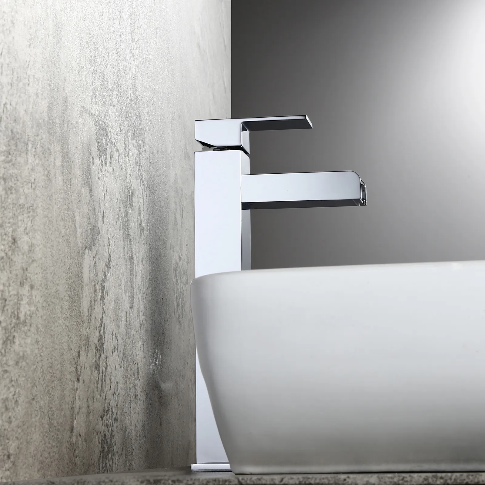 Chrome Single Handle Waterfall Bathroom Vessel Sink Faucet Solid Brass Modern