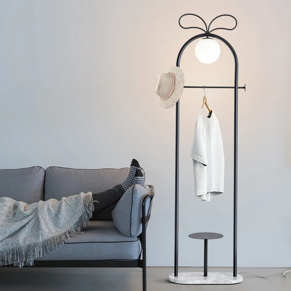 

Black Shelf LED Floor Lamp 1-Light Coat and Clothing Rack