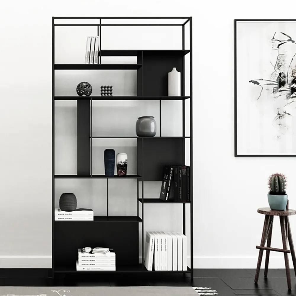 

Contemporary Standing Geometric Bookshelf in Metal