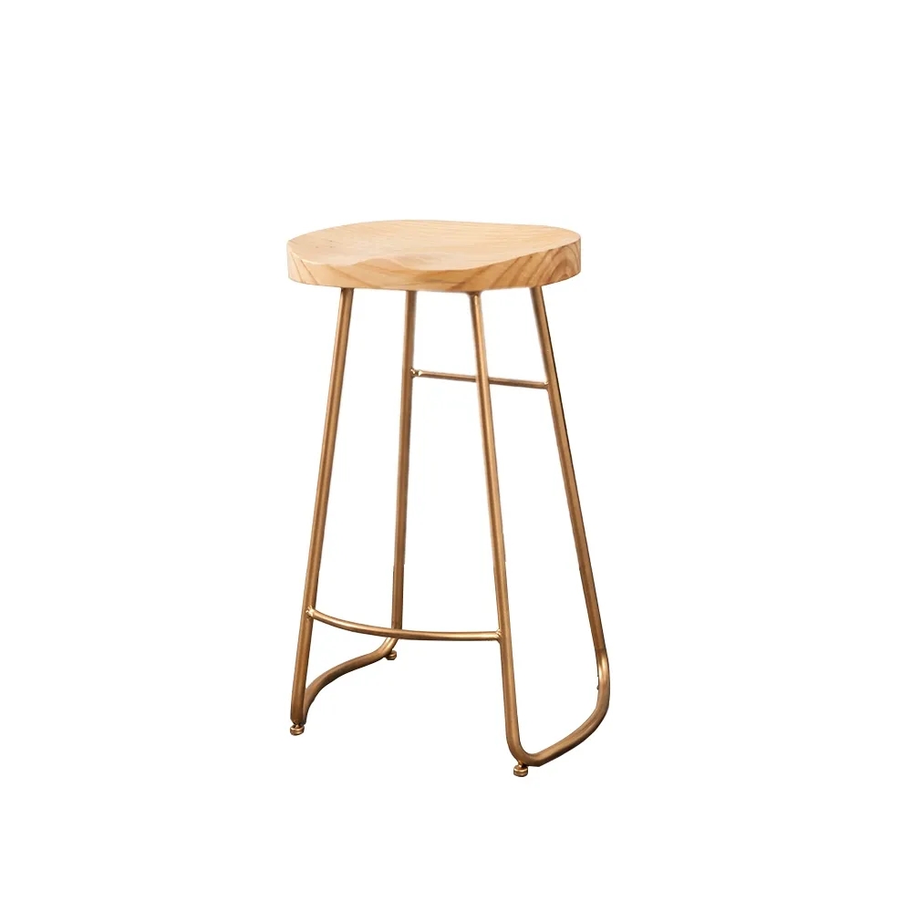 Modern Nature 750mm Pine Wood and Metal Bar Stool Conter Stool with Gold Leg
