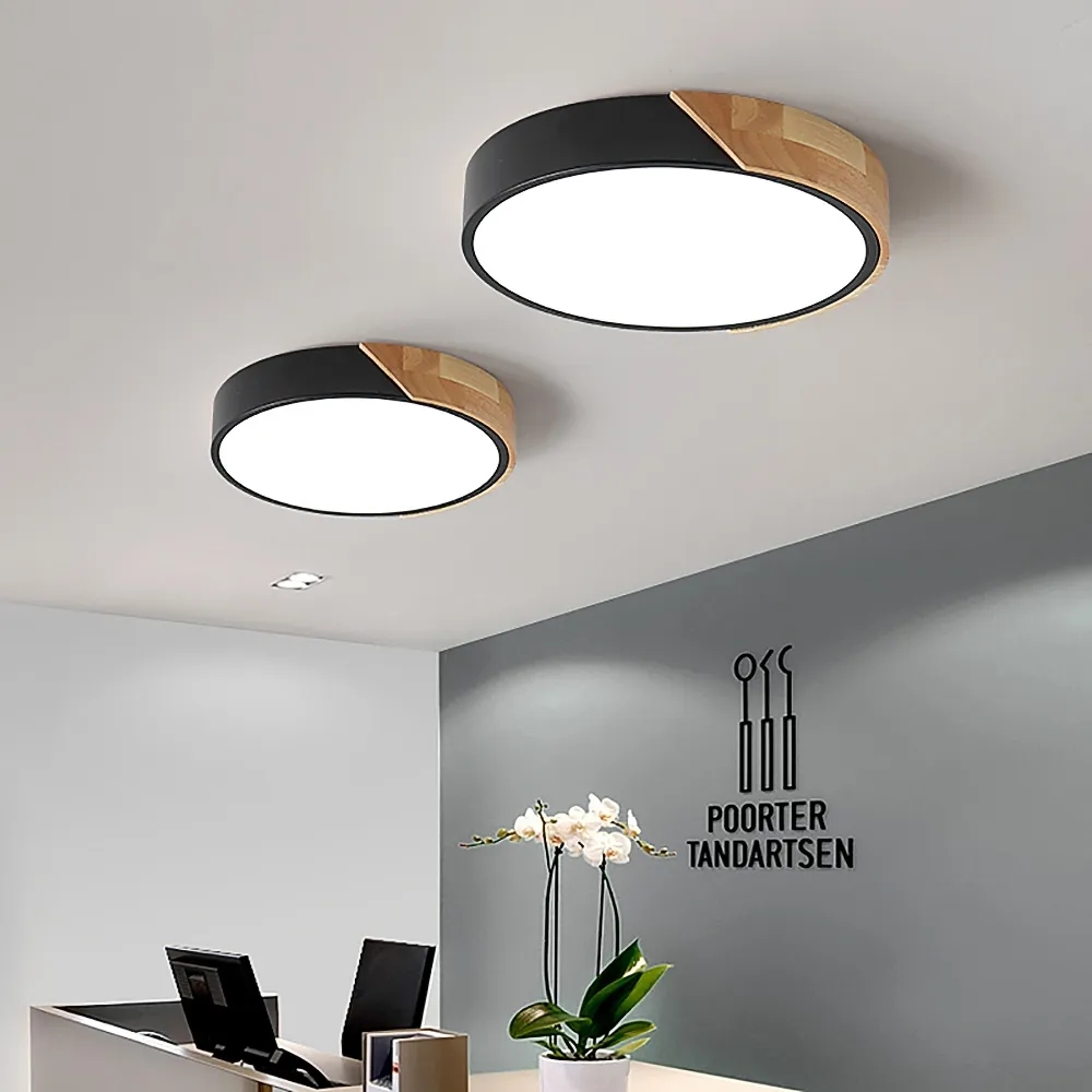 Modern Minimalist LED Drum Shaped Small Flush Mount Ceiling Light in Black Dimmable