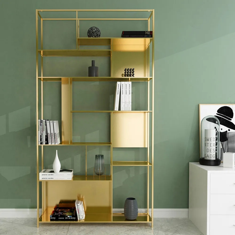 

Contemporary Standing Geometric Bookshelf in Metal