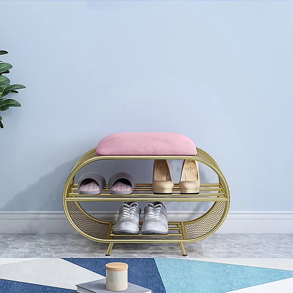 

Modern Bench Velvet Upholstered Bench for Shoe Storage
