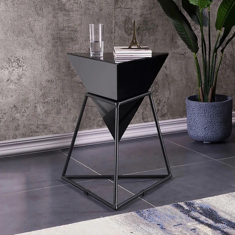Black Geometric End Table Accent Side Table