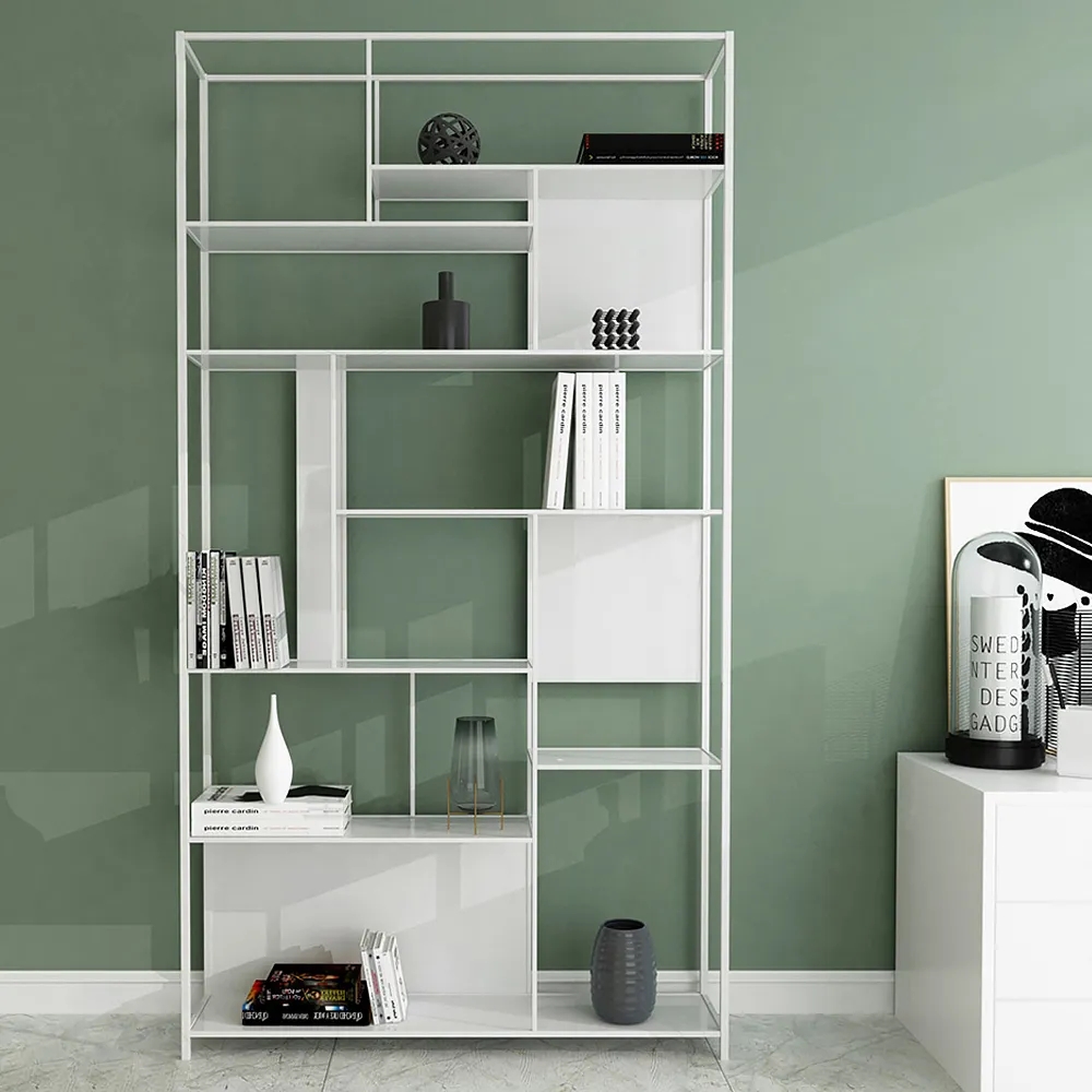 

Contemporary Standing Geometric Bookshelf in Metal