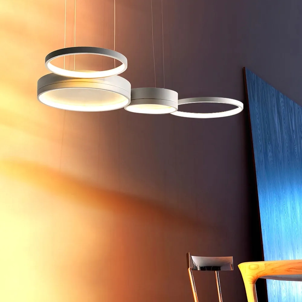 

31"L 4-Light LED Circle Pendant Light for Kitchen Island Dining Table White