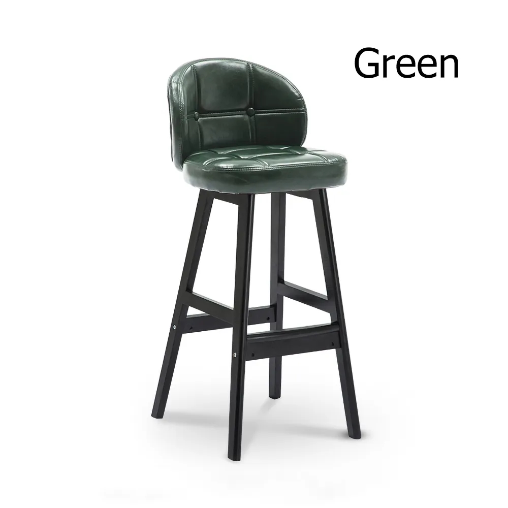 PU Leather Upholstered Bar Stool Brown/Green/Black Mid-Century Counter Stool Set of 2