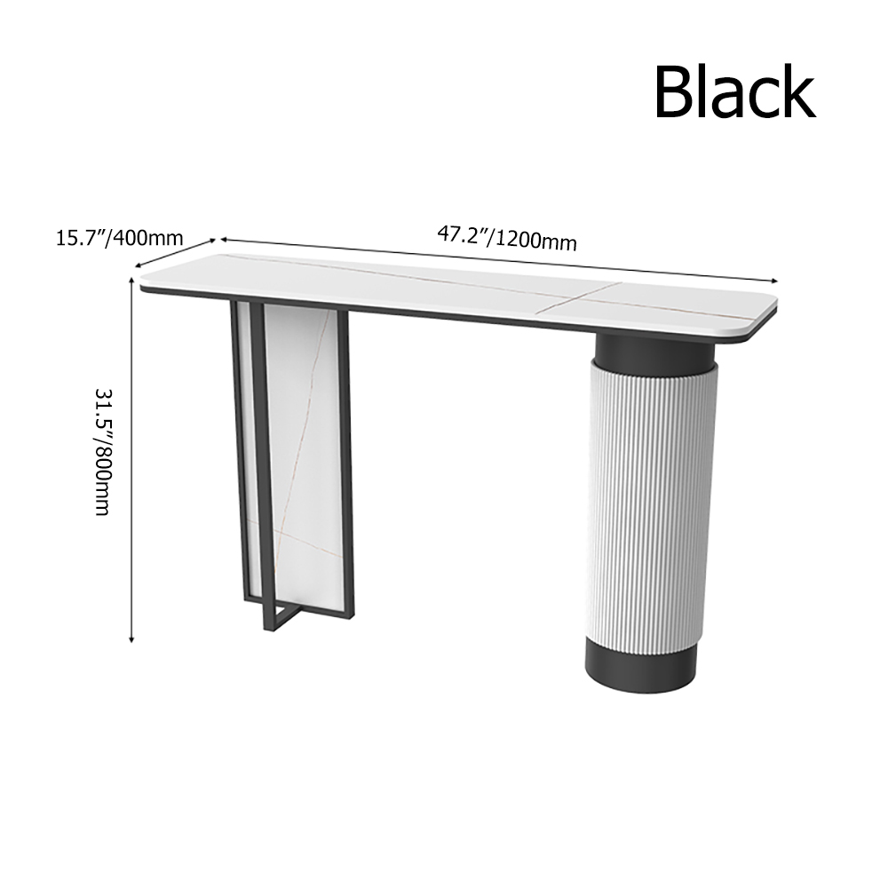 Modern White Gold Entryway Console Table Stone Top