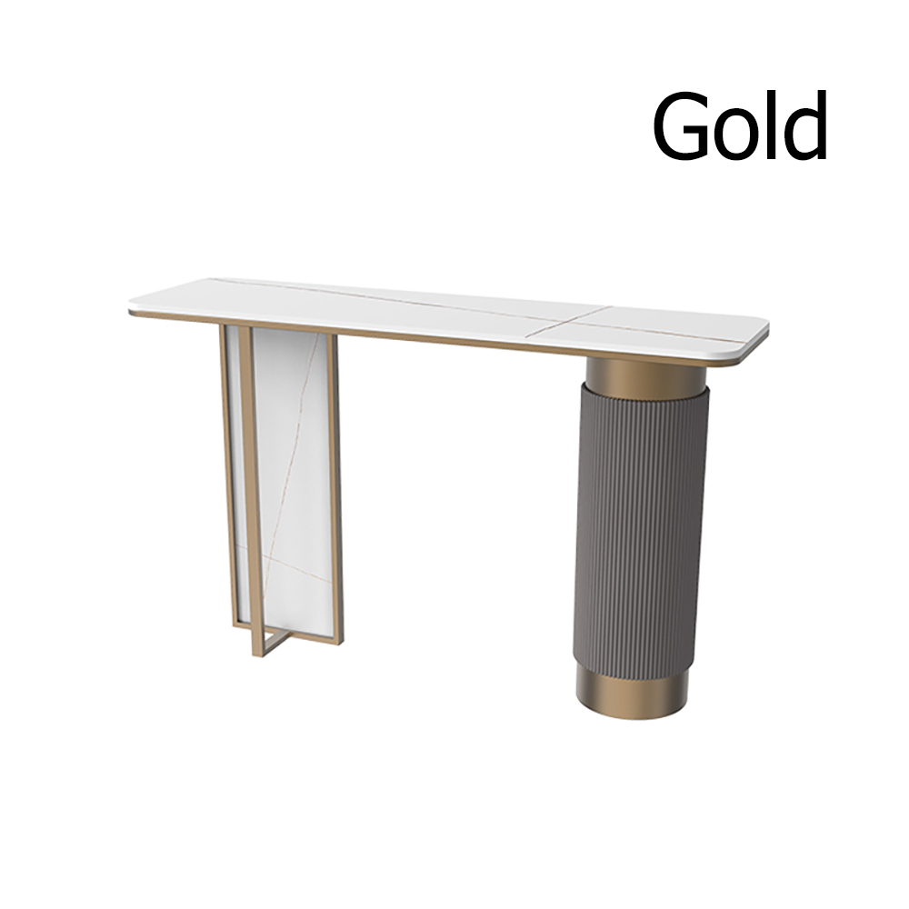 Modern White Gold Entryway Console Table Stone Top