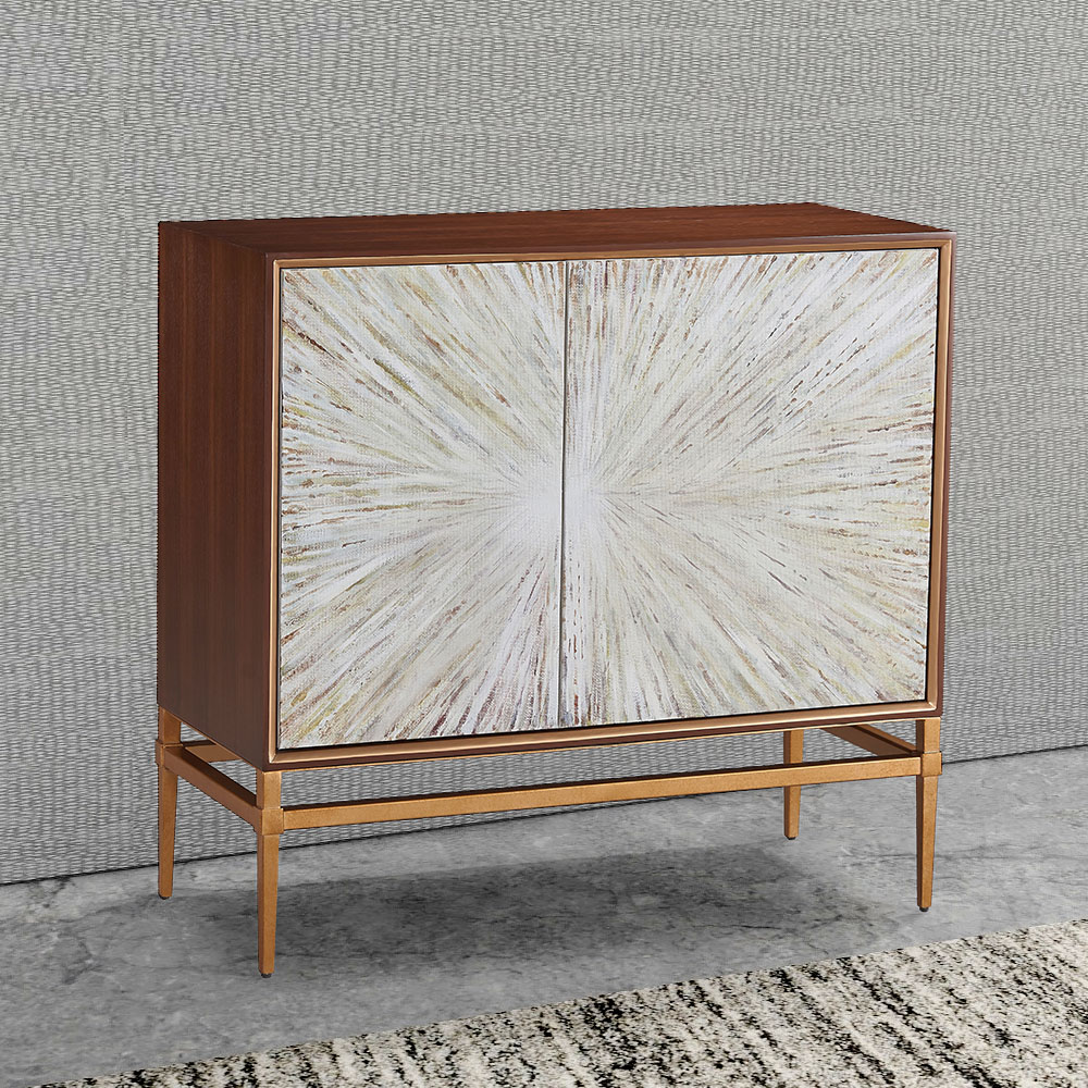 

Postmodern Walnut Display Cabinet Contrast Colored 36" Cabinet with Storage