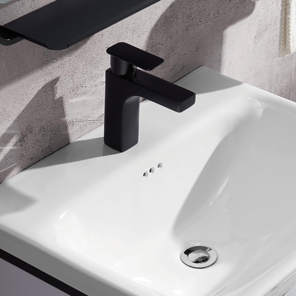 23.62" White Floating Bathroom Vanity Integral Ceramic Undermount with Towel Shelf