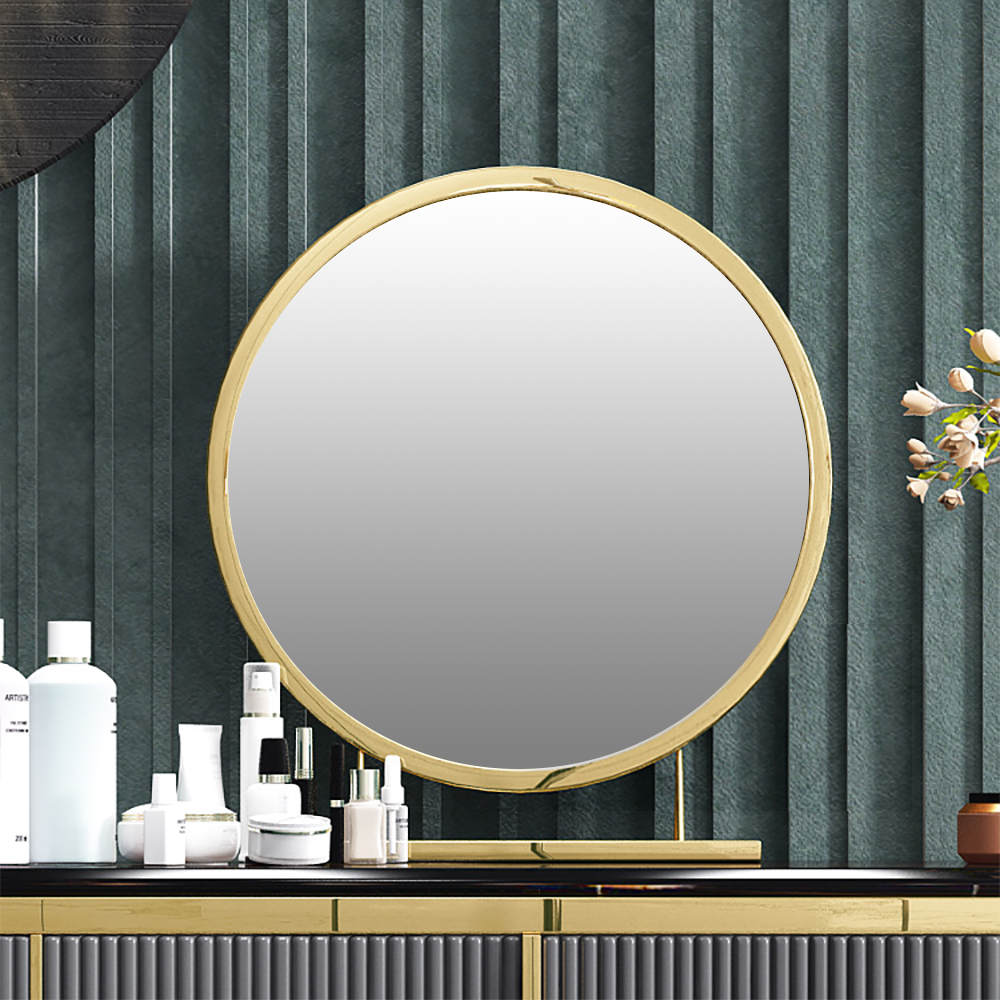 2 Drawers Modern Grey Makeup Vanity Set Faux Marble Top Mirror & Stool Included