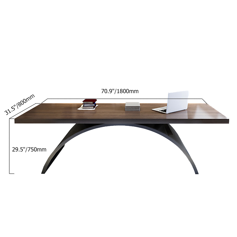 70.9"Industrial Rectangular Writing Desk Solid Wood Metal Base Office Desk
