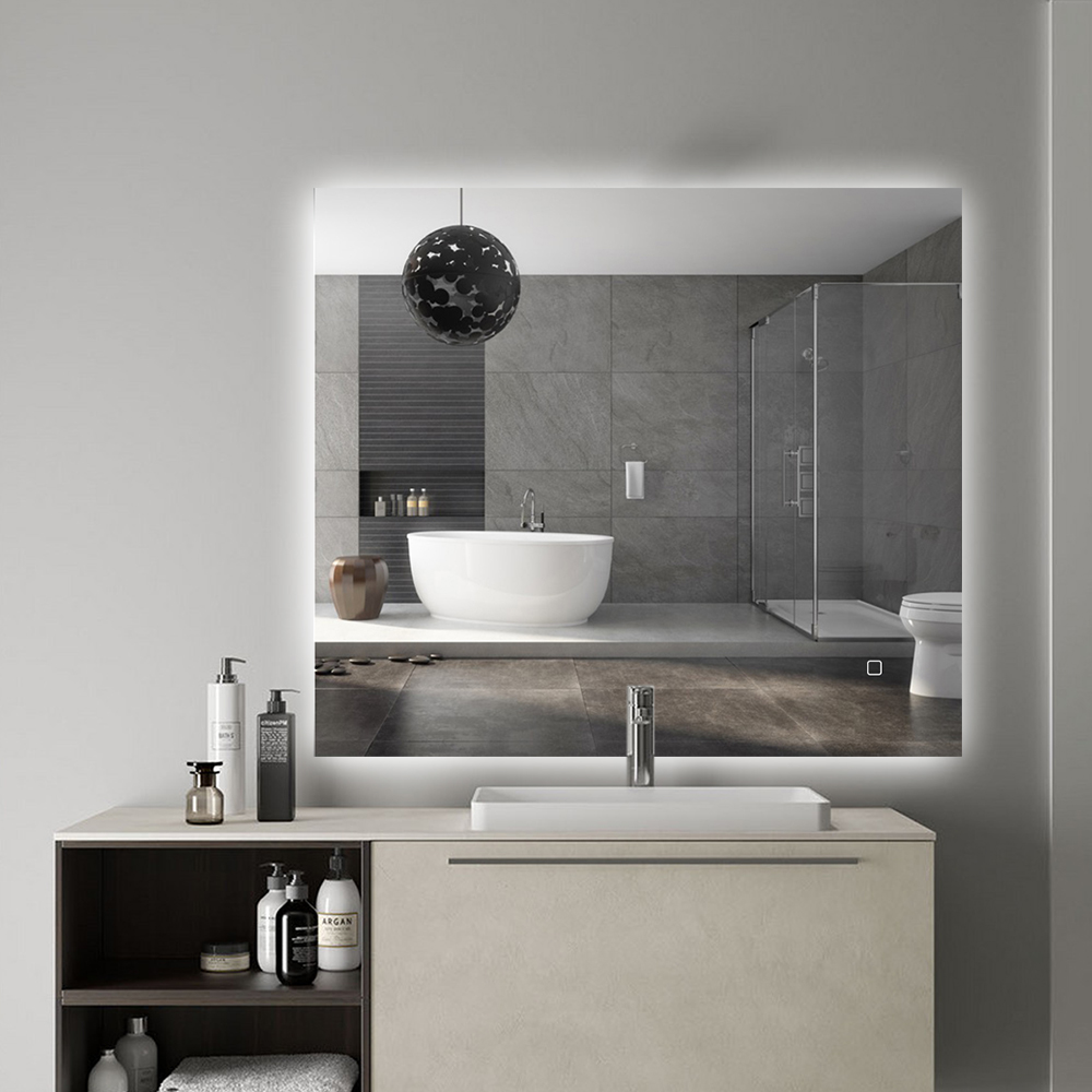 Rectangle Wall Mounted LED Bathroom Mirror Anti-Fog Frameless