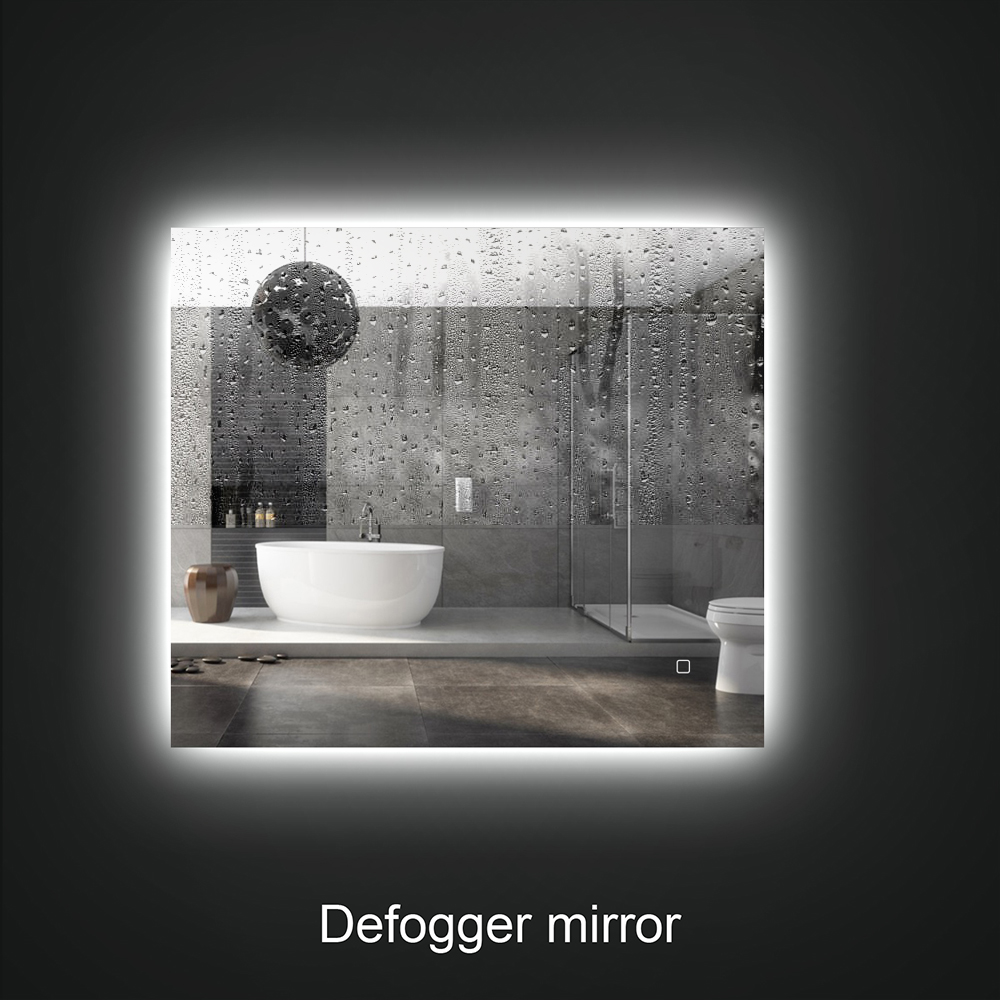 Rectangle Wall Mounted LED Bathroom Mirror Anti-Fog Frameless